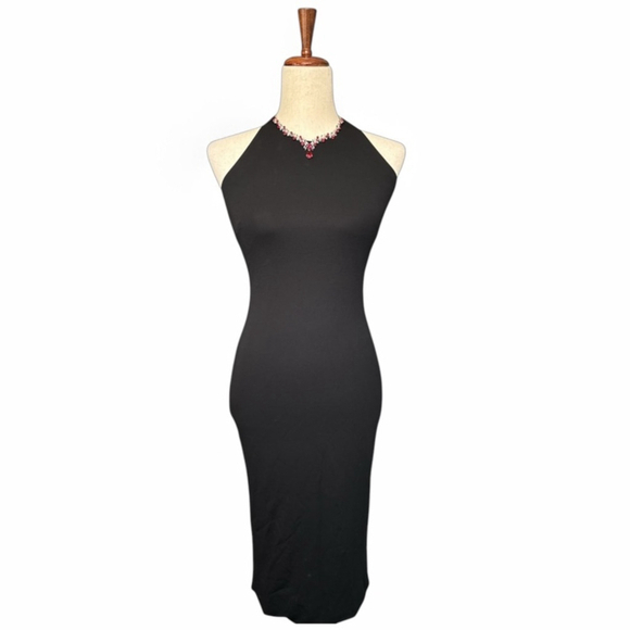 Dolce & Gabbana Archival S/S 2001 Midi Gown Crystal Halter Stretch Crepe IT 40